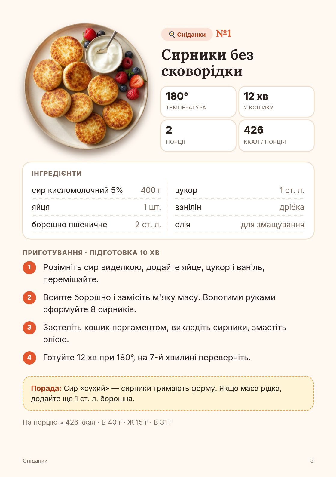 Рецепт на сторінку
